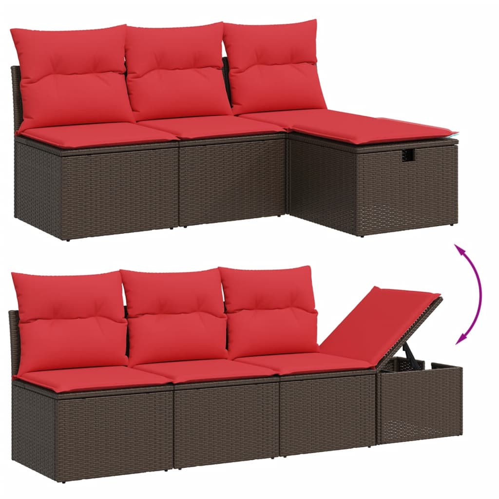 8-teiliges Gartensofa-Set mit Kissen, braun, Polyrattan