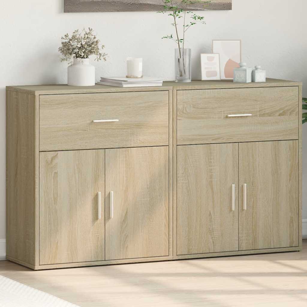 Sideboards 2 Stk. Sonoma-Eiche 60x31x70 cm Holzwerkstoff