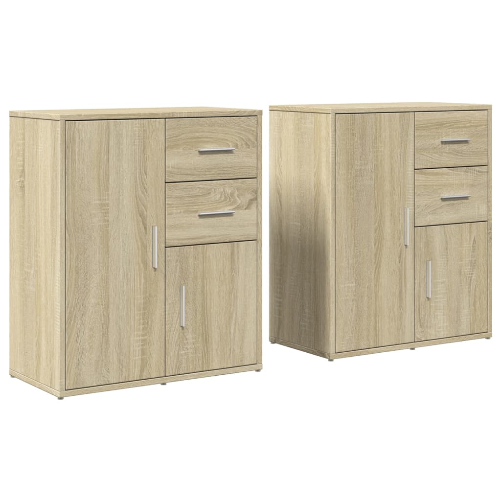 Sideboards 2 Stk. Sonoma-Eiche 60x31x70 cm Holzwerkstoff