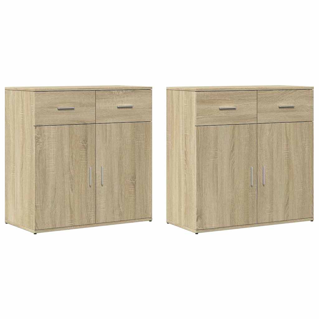 Sideboards 2 Stk. Sonoma-Eiche 79x38x80 cm Holzwerkstoff