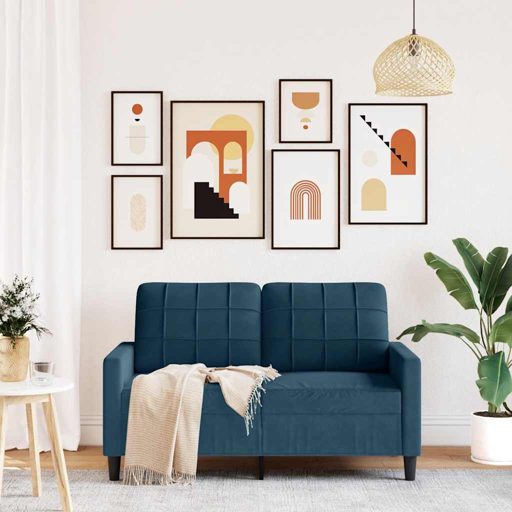 2-Sitzer-Sofa Blau 120 cm Samt
