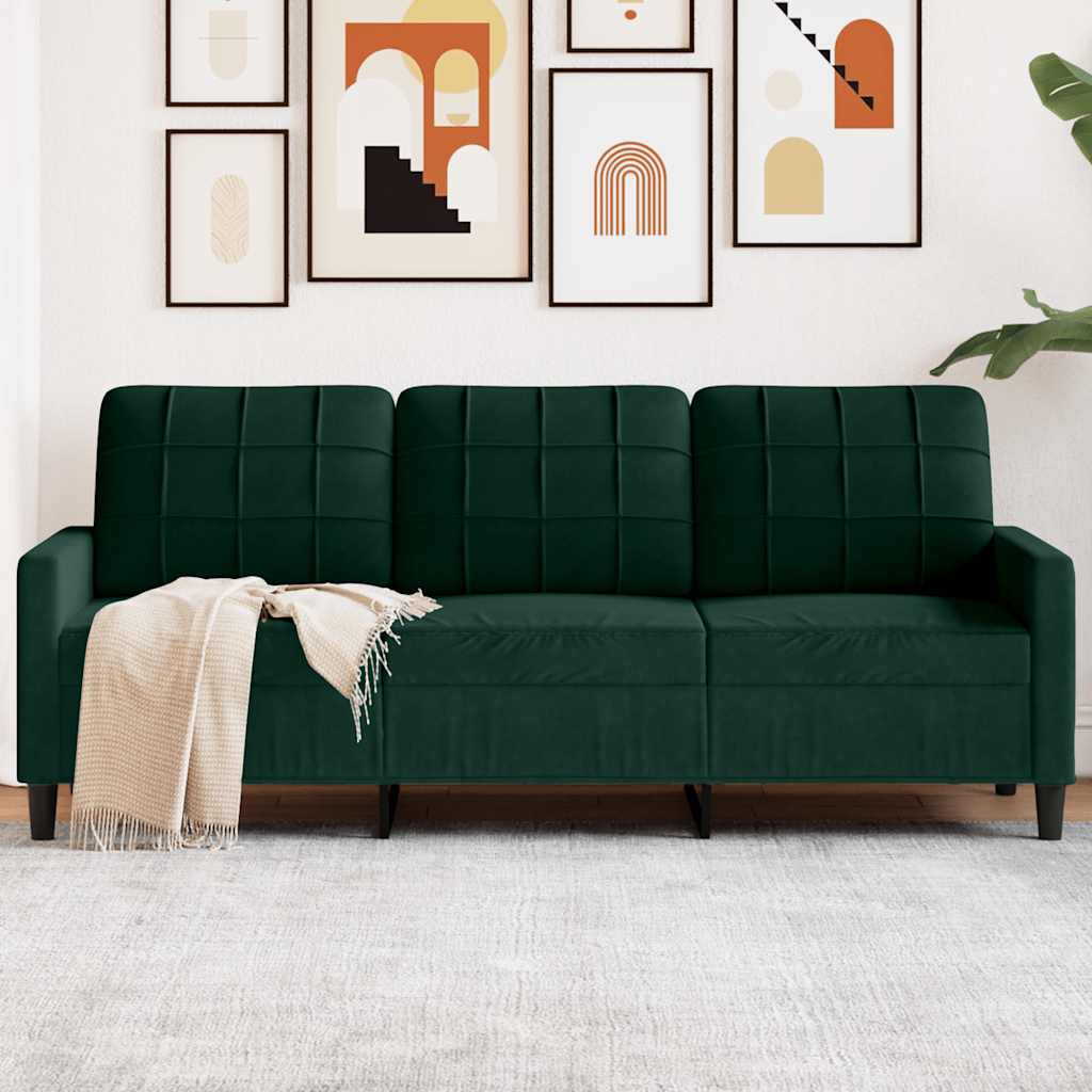 3-Sitzer-Sofa Dunkelgrün 180 cm Samt