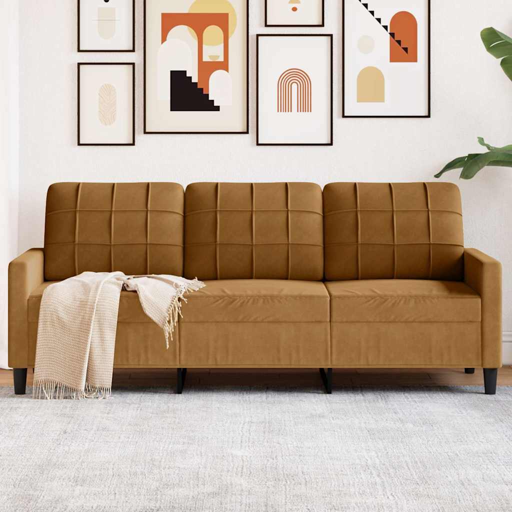 3-Sitzer-Sofa Braun 180 cm Samt