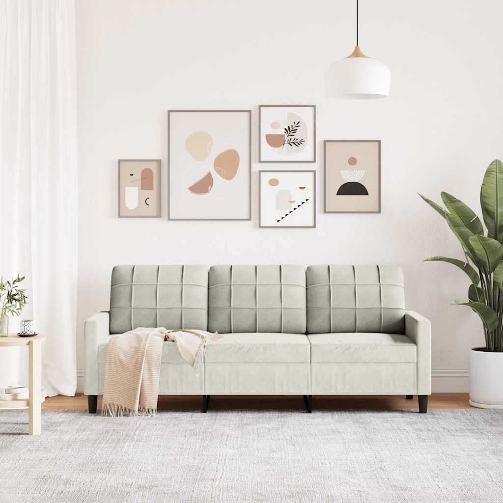 3-Sitzer-Sofa Creme 180 cm Samt