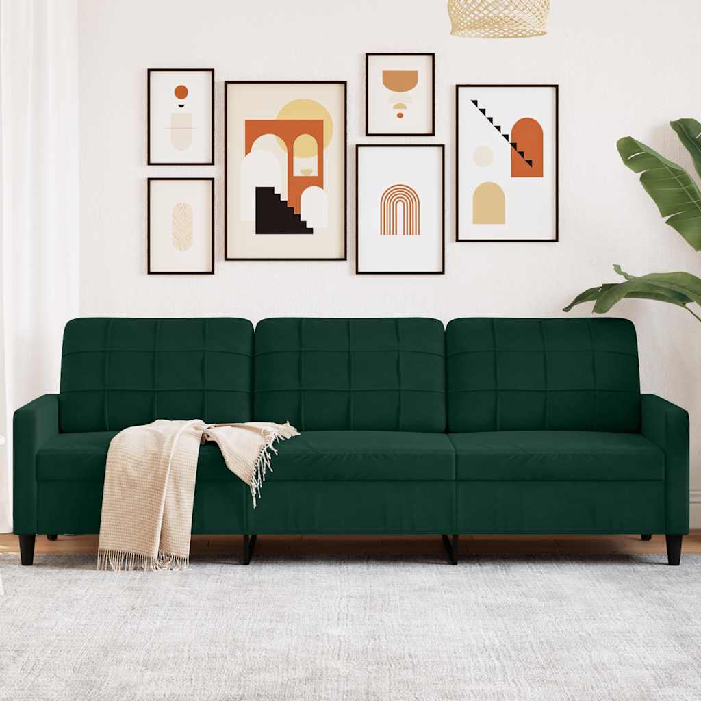 3-Sitzer-Sofa Dunkelgrün 210 cm Samt