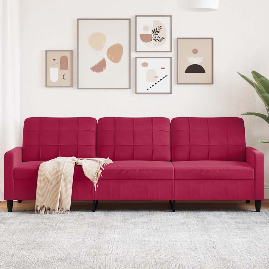 3-Sitzer-Sofa Weinrot 210 cm Samt