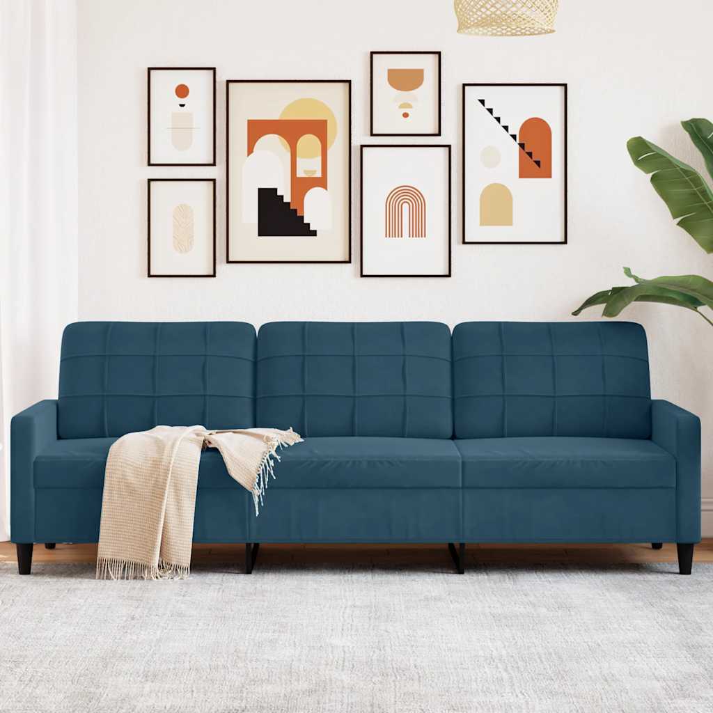 3-Sitzer-Sofa Blau 210 cm Samt