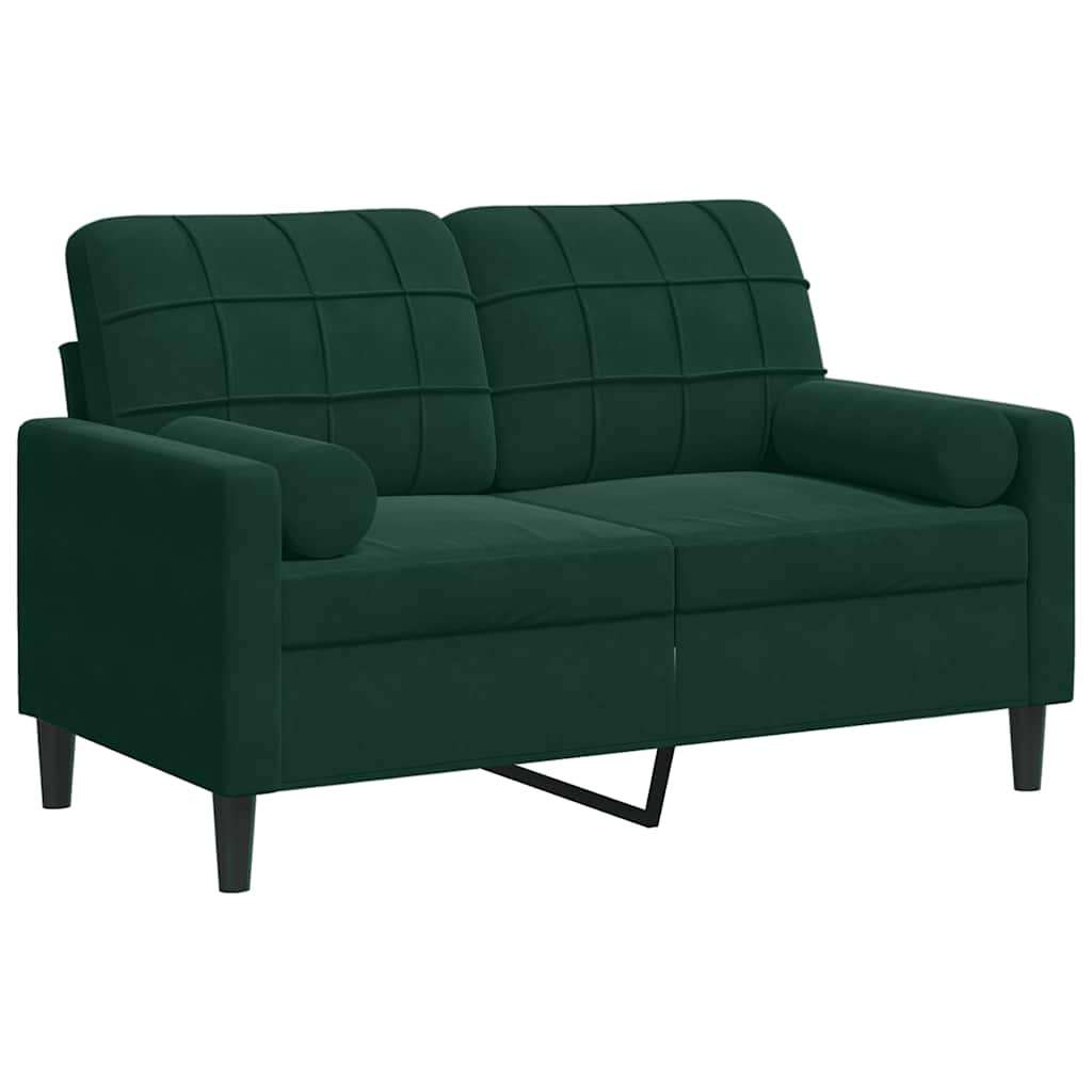 2-Sitzer-Sofa mit Zierkissen Dunkelgrün 120 cm Samt