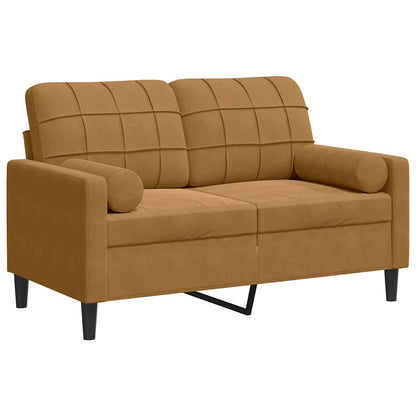 2-Sitzer-Sofa mit Zierkissen Braun 120 cm Samt