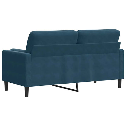 2-Sitzer-Sofa mit Zierkissen Blau 140 cm Samt