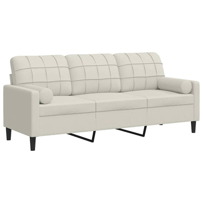 3-Sitzer-Sofa mit Zierkissen Creme 180 cm Samt