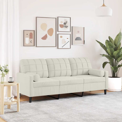 3-Sitzer-Sofa mit Zierkissen Creme 180 cm Samt
