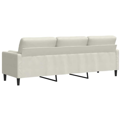 Sofa 3-Sitzer mit Zierkissen Creme 210 cm Samt