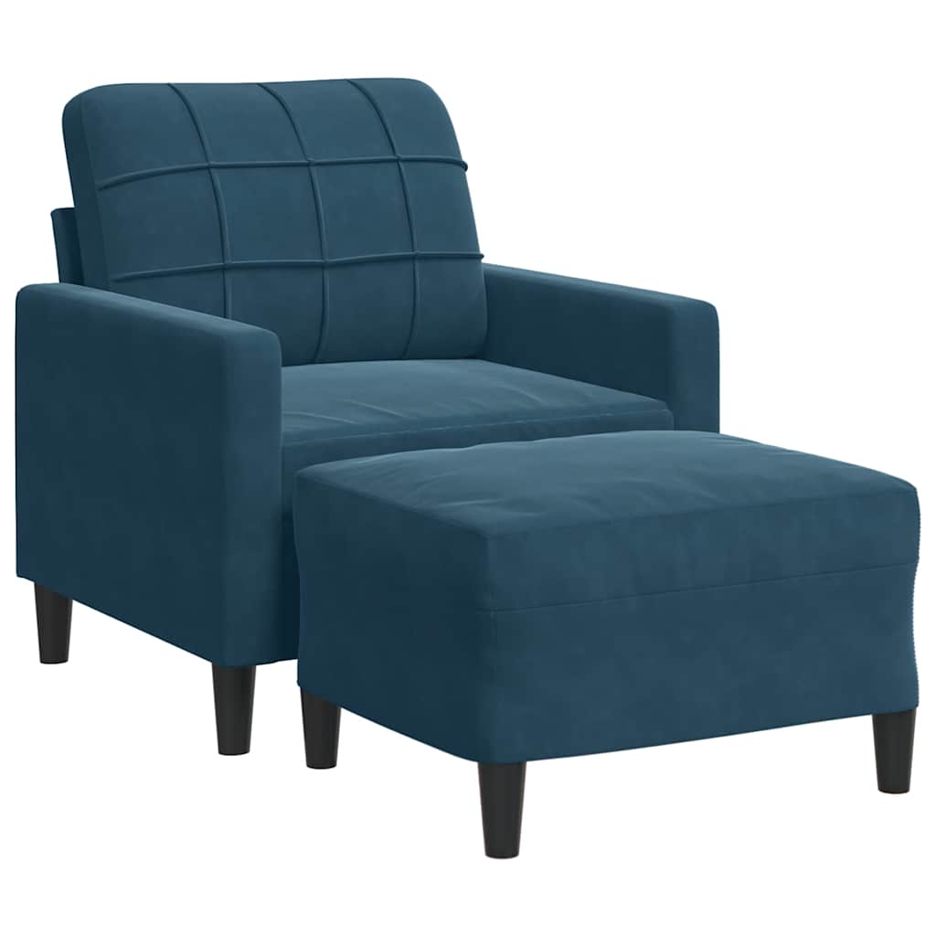 Sessel mit Hocker Blau 60 cm Samt