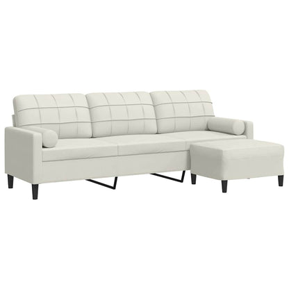 3-Sitzer-Sofa mit Hocker Creme 210 cm Samt