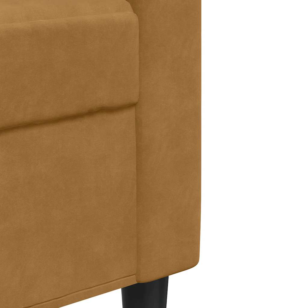 2-tlg. Sofagarnitur mit Kissen und Nackenrollen Braun Samt