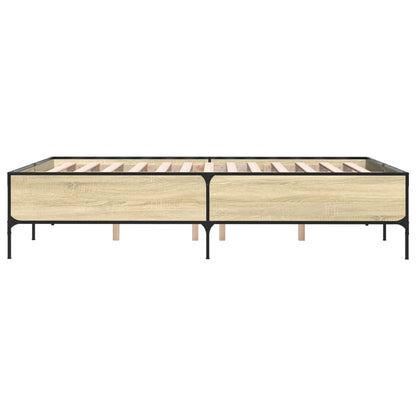 Bettgestell Sonoma-Eiche 135x190 cm Holzwerkstoff und Metall