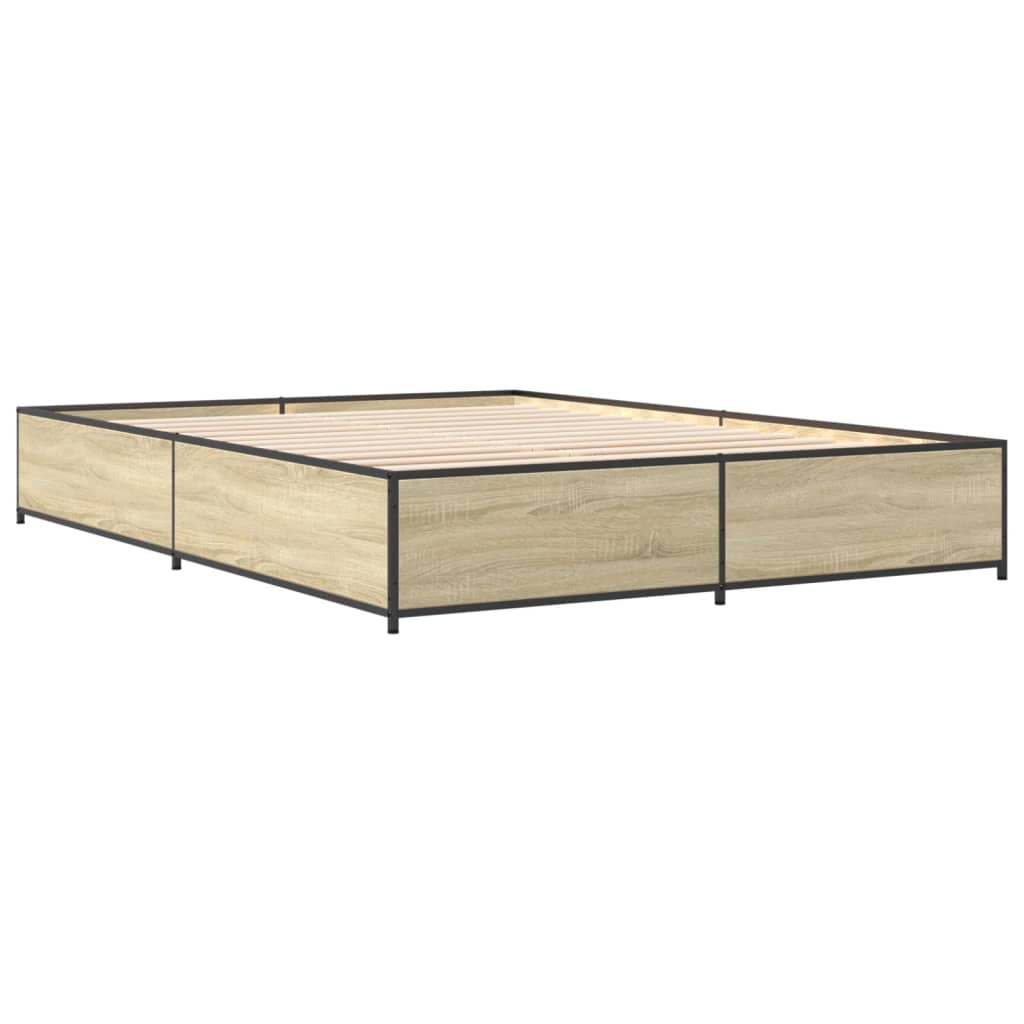 Bettgestell Sonoma-Eiche 120x190 cm Holzwerkstoff und Metall