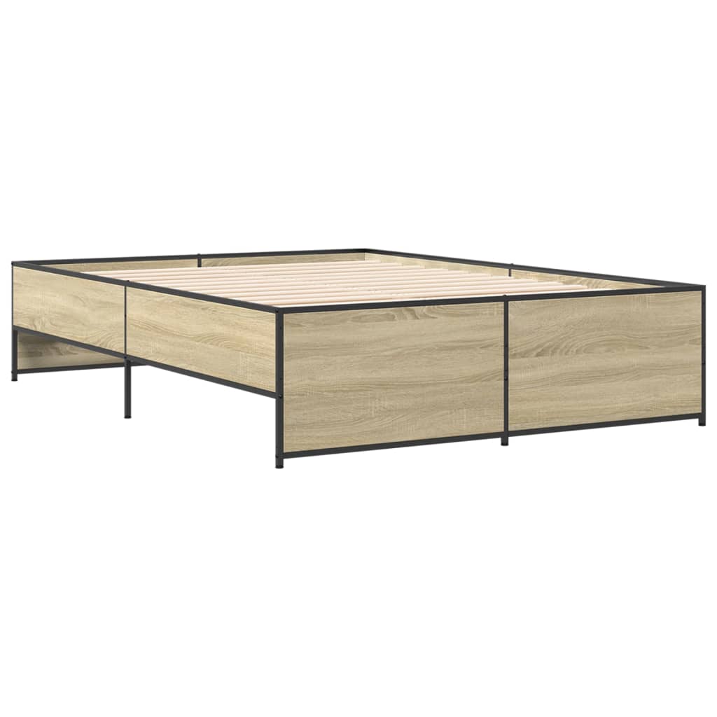 Bettgestell Sonoma-Eiche 140x190 cm Holzwerkstoff und Metall