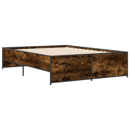 Bettgestell Räuchereiche 140x190 cm Holzwerkstoff und Metall