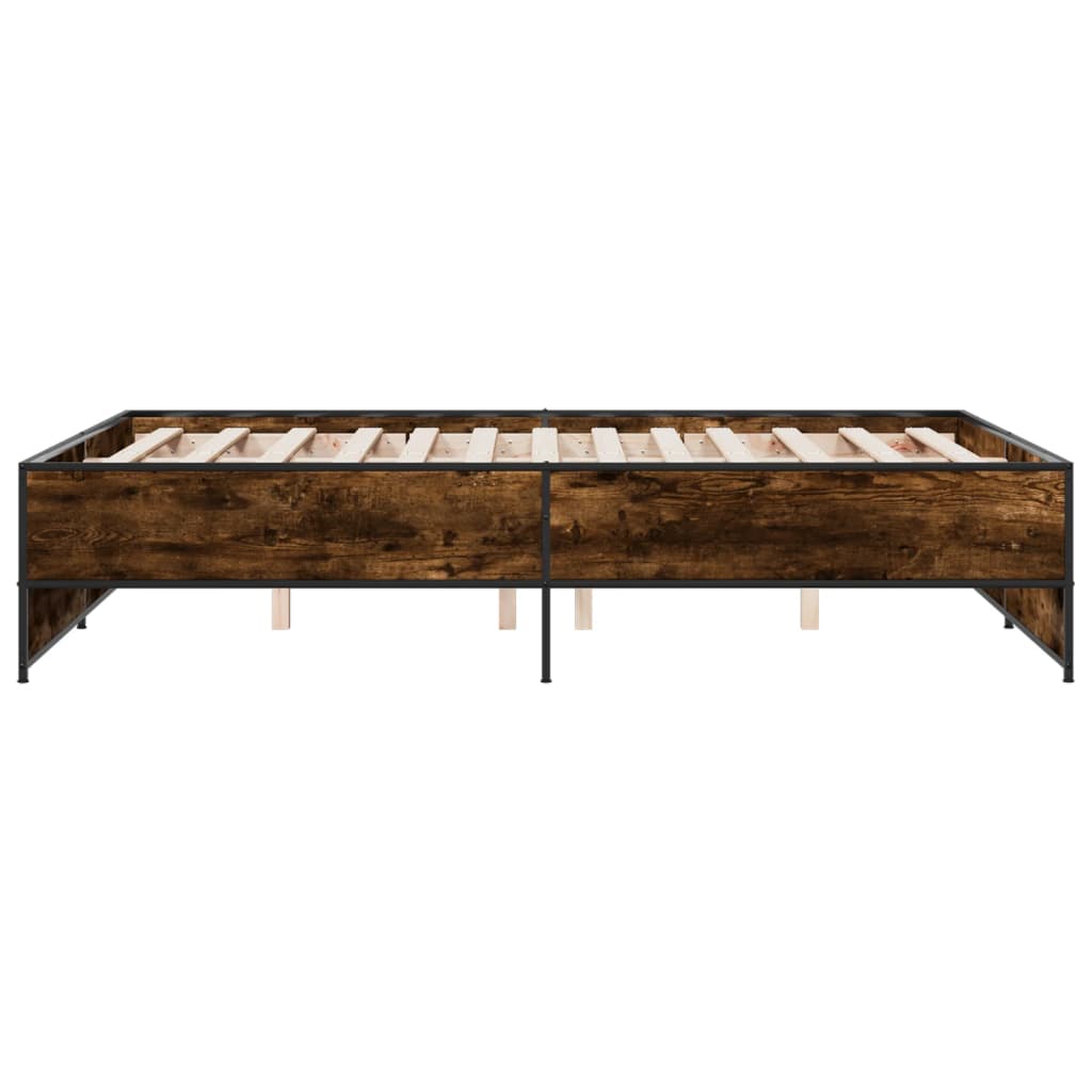 Bettgestell Räuchereiche 140x190 cm Holzwerkstoff und Metall