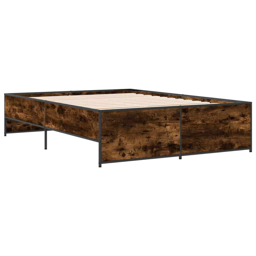 Bettgestell Räuchereiche 140x190 cm Holzwerkstoff und Metall