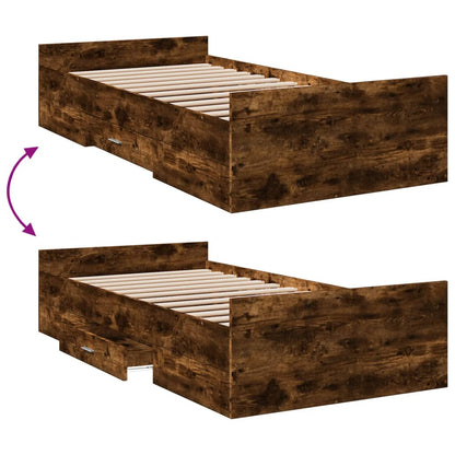 Bettgestell mit Schubladen Räuchereiche 90x190 cm Holzwerkstoff
