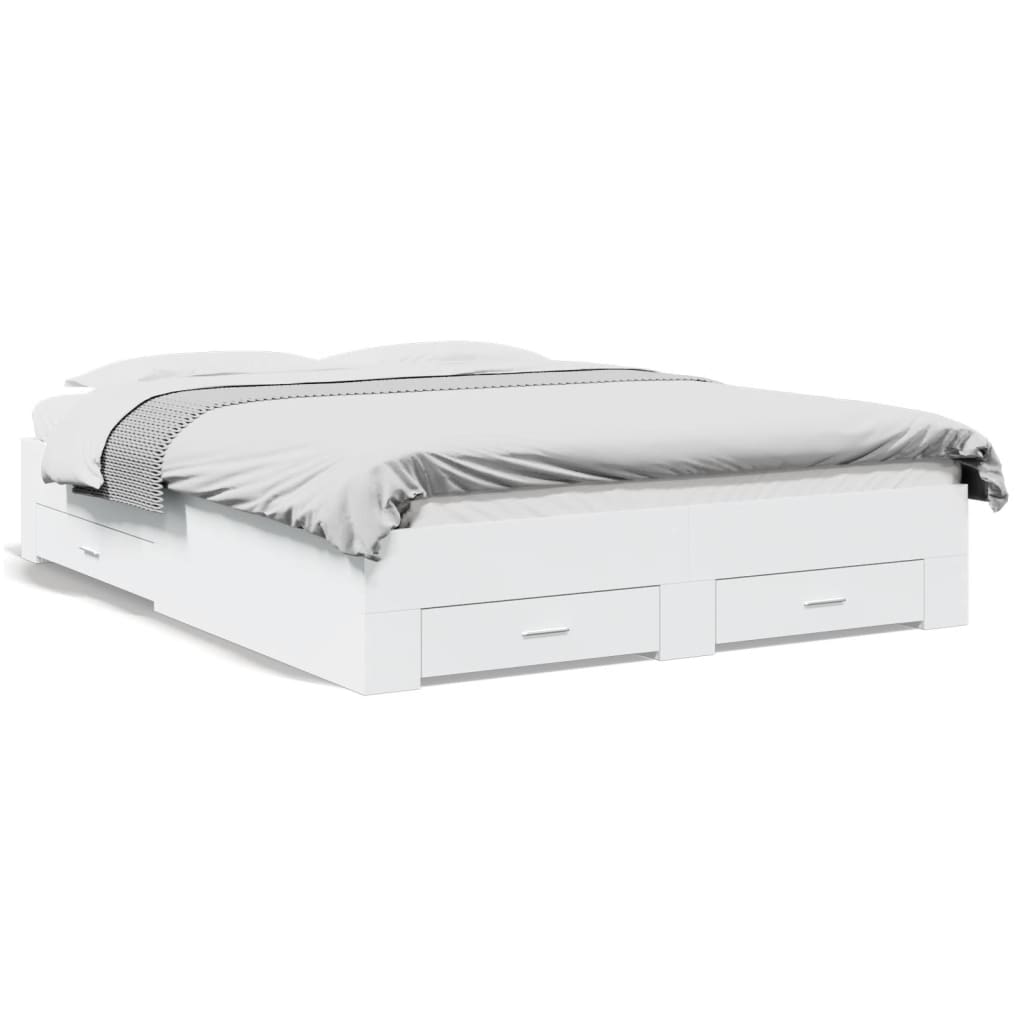 Bettgestell mit Schubladen Weiß 140x200 cm Holzwerkstoff