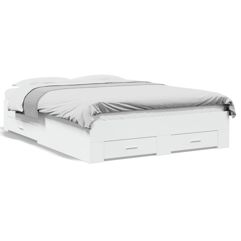Bettgestell mit Schubladen Weiß 120x190 cm Holzwerkstoff