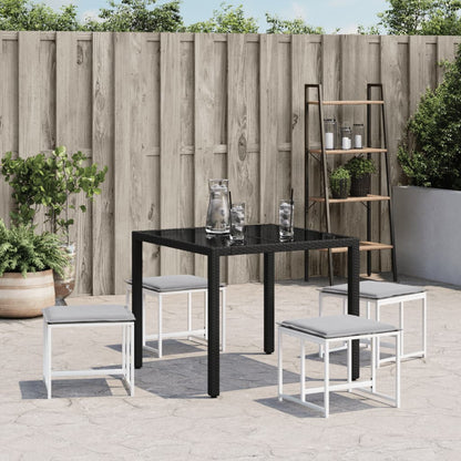 Gartenhocker mit Kissen 4 Stk. Weiß Stahl und Textilene