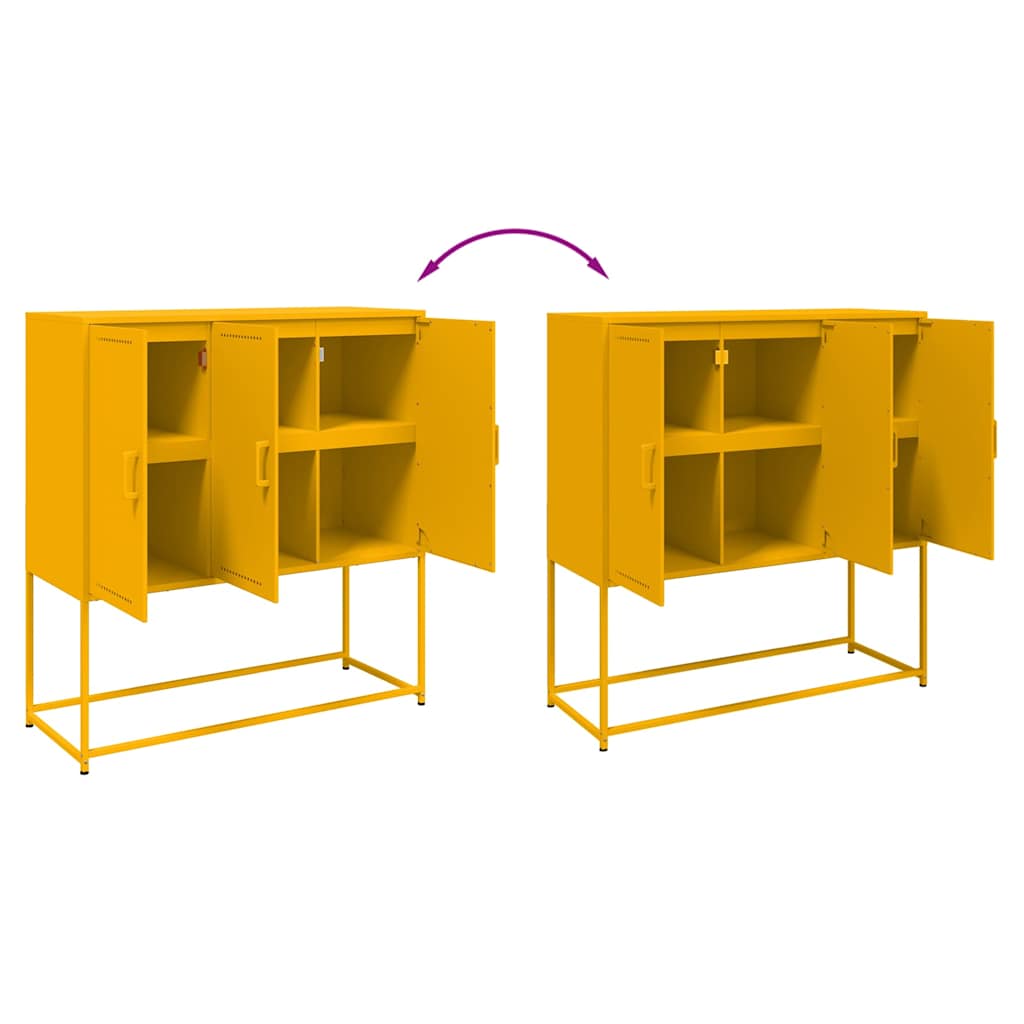 Highboard Senfgelb 100,5x39x107 cm Stahl