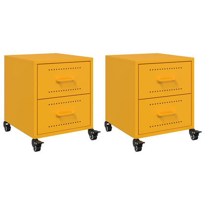 Nachttische 2 Stk. Senfgelb 36x39x43,5 cm Stahl