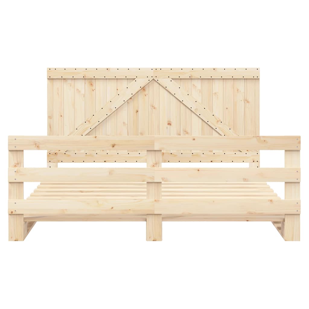 Massivholzbett mit Kopfteil 200x200 cm Kiefer