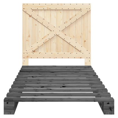 Massivholzbett mit Kopfteil Grau 100x200 cm Kiefer