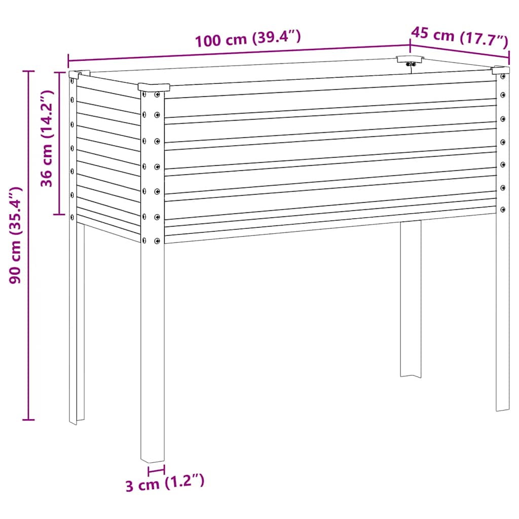 Gartenpflanzgefäß 100 x 45 x 90 cm Verwitterungsstahl