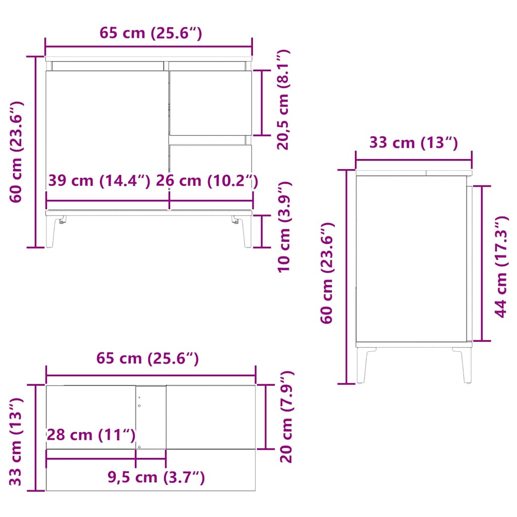 Badschrank Sonoma-Eiche 65x33x60 cm Holzwerkstoff