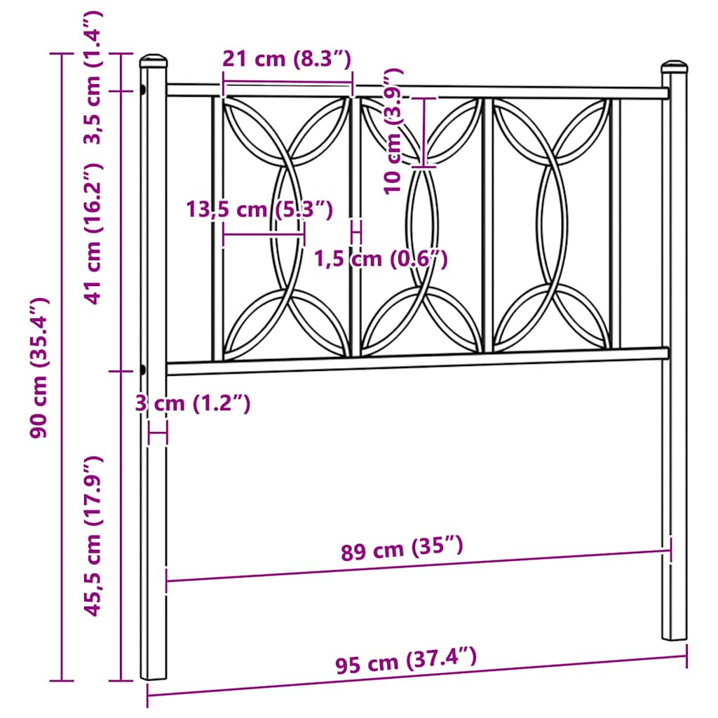 Ersatz-Kopfteil Metall Weiß 90 cm