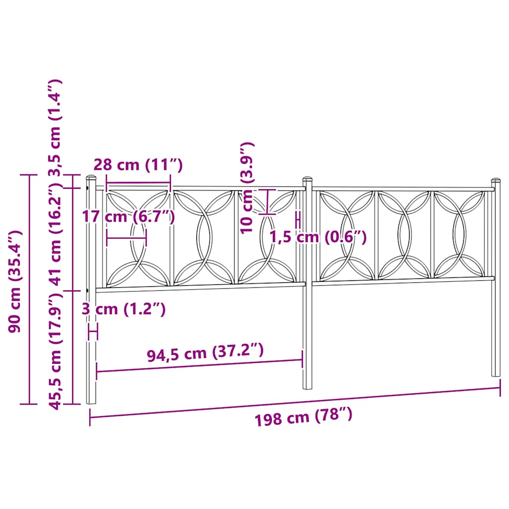 Ersatz-Kopfteil Metall Weiß 193 cm