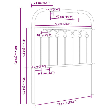 Ersatz-Kopfteil Metall Schwarz 75 cm
