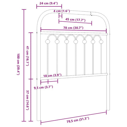 Ersatz-Kopfteil Metall Schwarz 80 cm