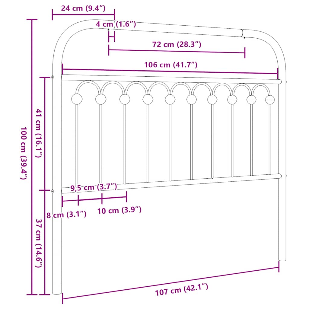 Ersatz-Kopfteil Metall Weiß 107 cm
