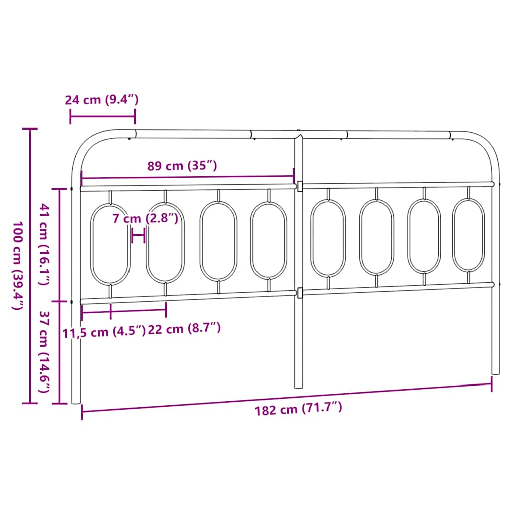 Ersatz-Kopfteil Metall Schwarz 183 cm