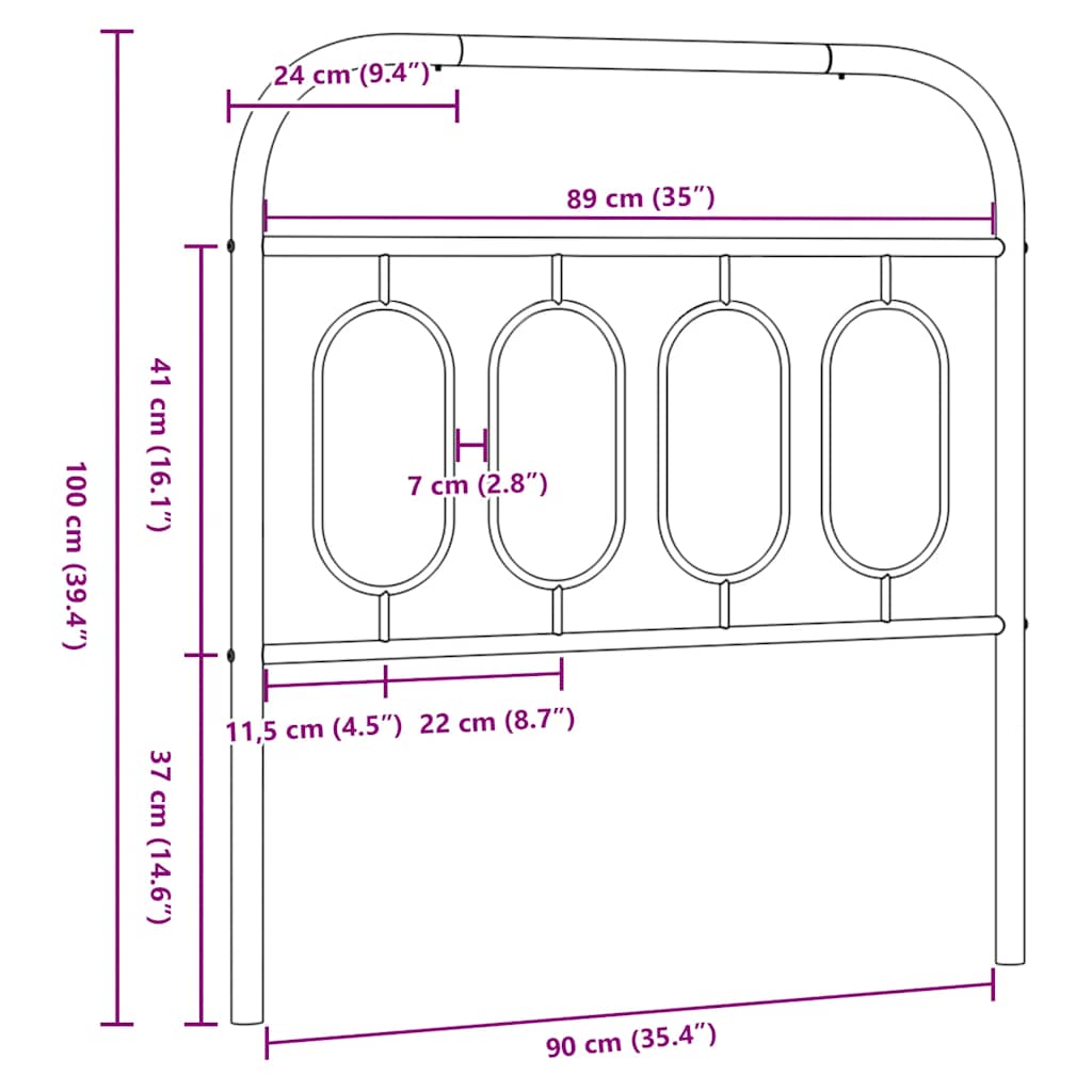 Ersatz-Kopfteil Metall Weiß 90 cm