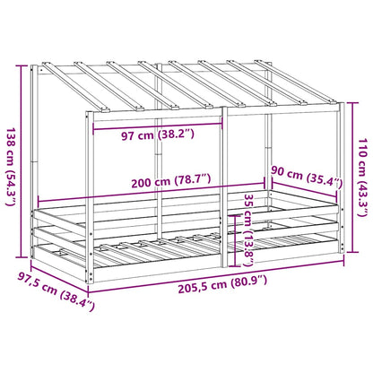 Kinderbett mit Dach Weiß 90x200 cm Massivholz Kiefer