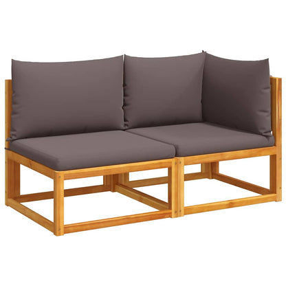Gartensofa mit Kissen 2-Sitzer Holz Akazie & Seil