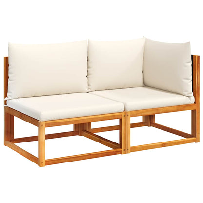 Gartensofa mit Kissen 2-Sitzer Holz Akazie & Rattan