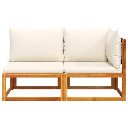 Gartensofa mit Kissen 2-Sitzer Holz Akazie & Rattan