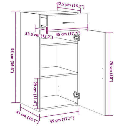Sideboard Grau Sonoma 45x42,5x93 cm Holzwerkstoff