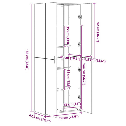 Highboard Räuchereiche 70x42,5x185 cm Holzwerkstoff