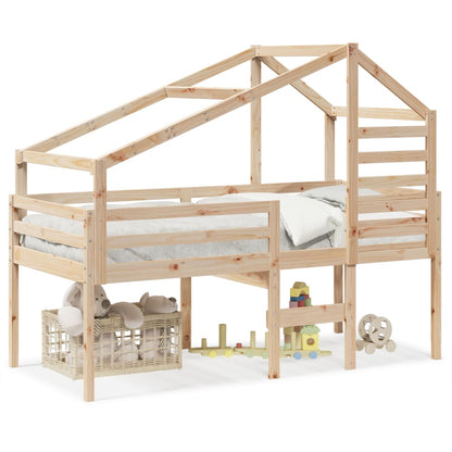 Hochbett mit Dach 90x200 cm Massivholz Kiefer